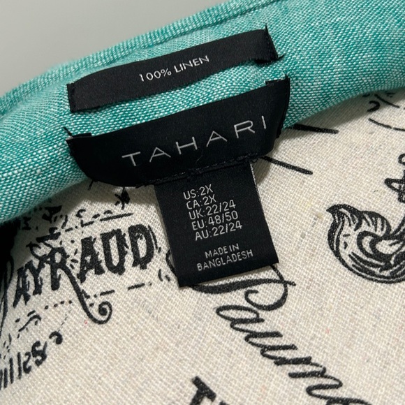 Tahari Teal Linen Plus Size 2X Tunic Blouse - Picture 6 of 8